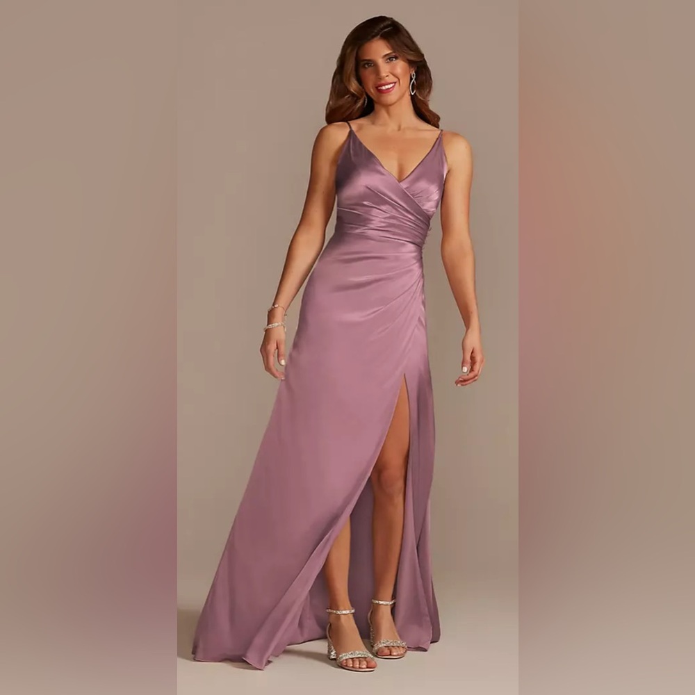 David’s Bridal GALINA SIGNATURE Charmeuse Draped Strappy Dress